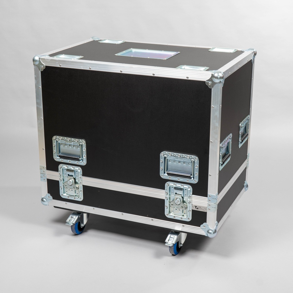 [TPL000049-002] Flightcase für 2 x DAS ARA-P 28 (Schwarz, Akzentfarbe: Schwarz, ohne Stapelmulden, ohne Tourlabelschale, 2 gebremste Rollen)