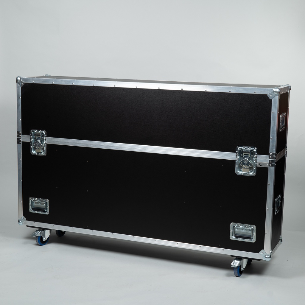[TPL000028-001] Flightcase für 1 x Display 75" + Audipack 900 (Schwarz, Akzentfarbe: Schwarz, ohne Stapelmulden, ohne Tourlabelschale, 2 gebremste Rollen)