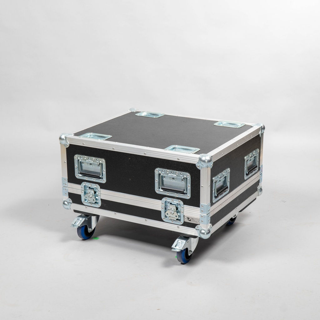 [TPL000092] Flight case for 2x Showven Sparkular Triple [incl. accessory compartment] (Black, Accent colour: black, without tour label dish, without stacking dish, 2 braked castors)