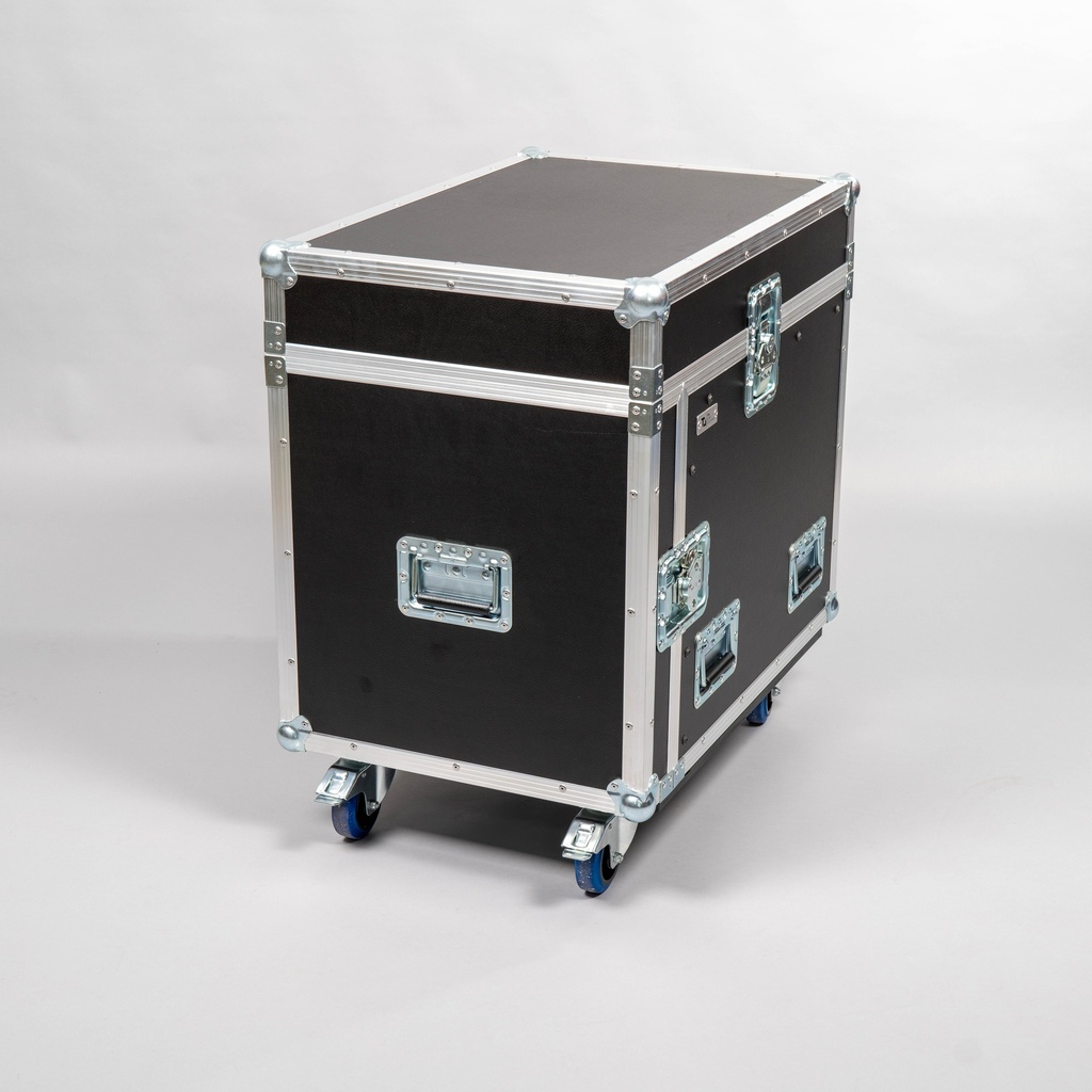 [TPL000248-003] L-Rack (10 HE, T: 60 cm, Schwarz, Akzentfarbe: Schwarz, ohne Tourlabelschale, 2 gebremste Rollen, ohne Bürstenleiste)