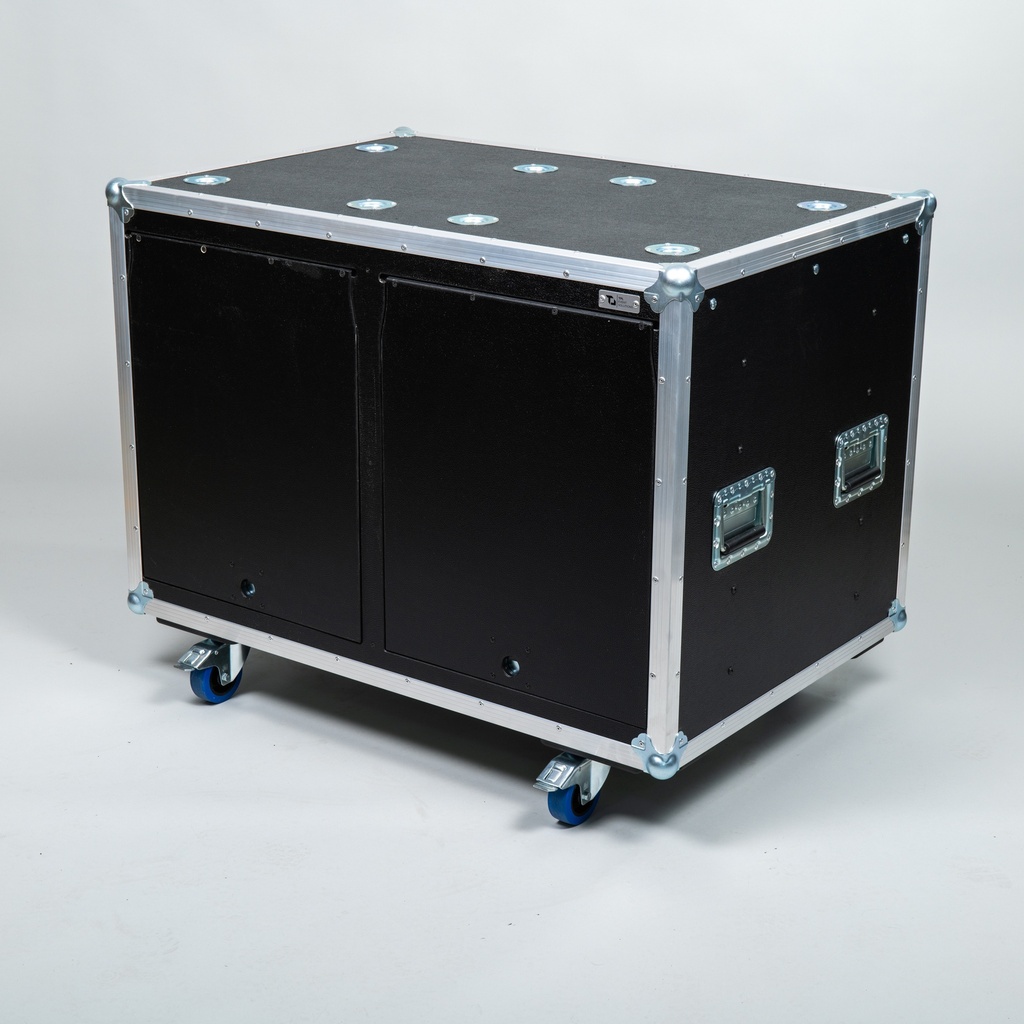 [TPL000392-001] ﻿Rack TOURING [TOP - DOUBLE]﻿ (10 HE, T: 60 cm, Schwarz, Deckel in Schwarz, ET: 450 (STANDARD), mit System-Stapelmulden, ohne Tourlabelschale, 2 gebremste Rollen)