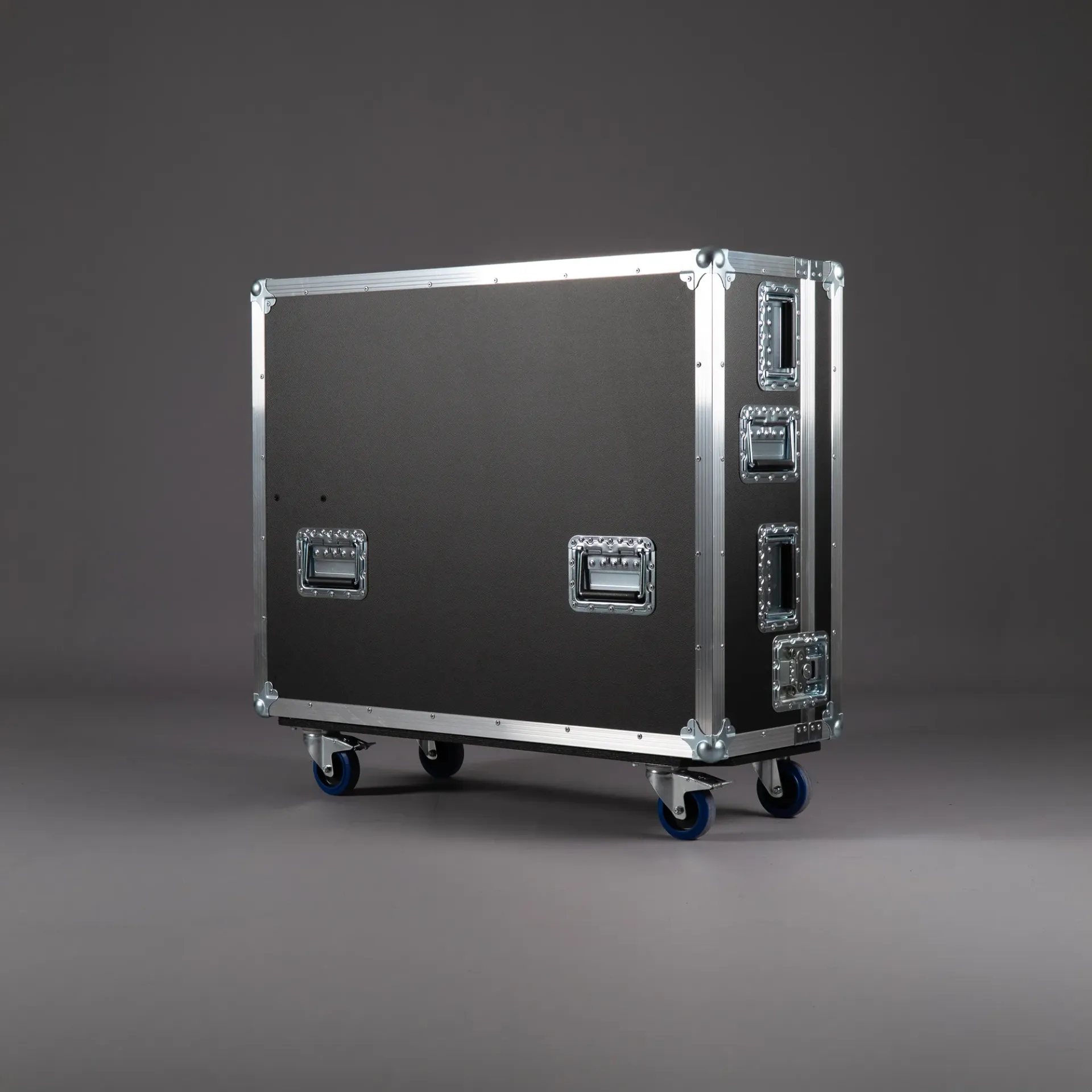 [TPL000196-001] Flightcase für Yamaha DM7-EX inkl. Dock-House | zweiteilig (Schwarz, Akzentfarbe: Schwarz, ohne Tourlabelschale, 2 gebremste Rollen, ohne Gravur)