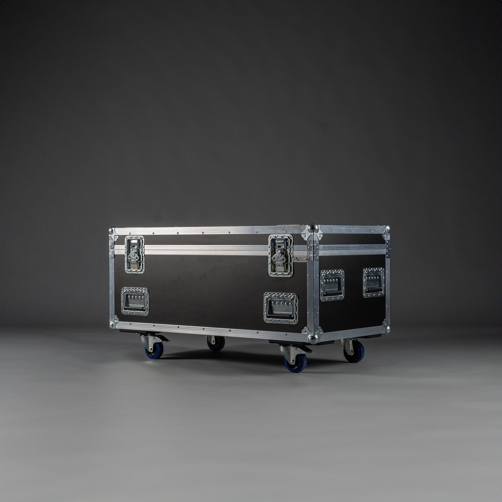 [TPL000068-002] Flightcase for 2x Chauvet Ovation Rêve E-3 (IP) (Black, Accent colour: black, without tour label dish, without stacking dish, without engraving, 2 braked castors)