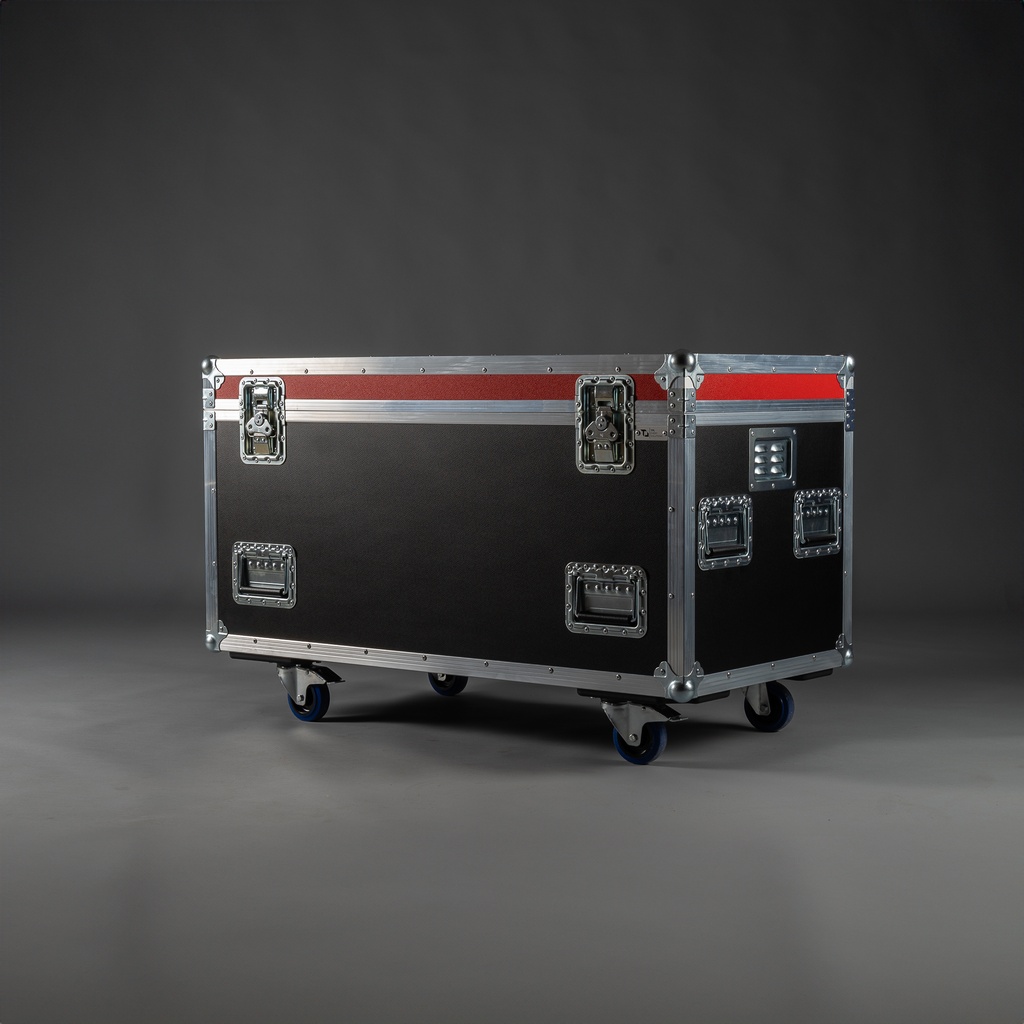 [TPL000159-002] Flightcase für Defender NANO (ohne Stapelmulden, ohne Tourlabelschale, 2 gebremste Rollen, Schwarz, Akzentfarbe: Schwarz, ohne Gravur)