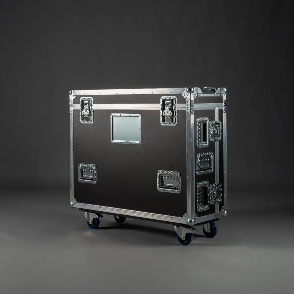 [TPL000194-001] Flight case for Yamaha DM7-EX incl. dock house | three-part (Black, Accent colour: black, without tour label dish, 2 braked castors)