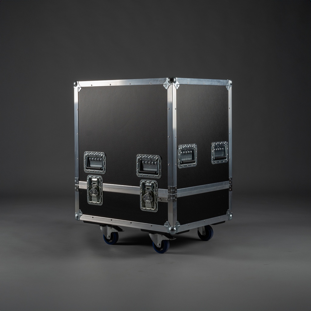 [TPL000098-001] Flight case for 2x d&b V-Frame [incl. accessory compartment] (Black, Accent colour: black, without tour label dish, without stacking dish, without engraving, 2 braked castors)
