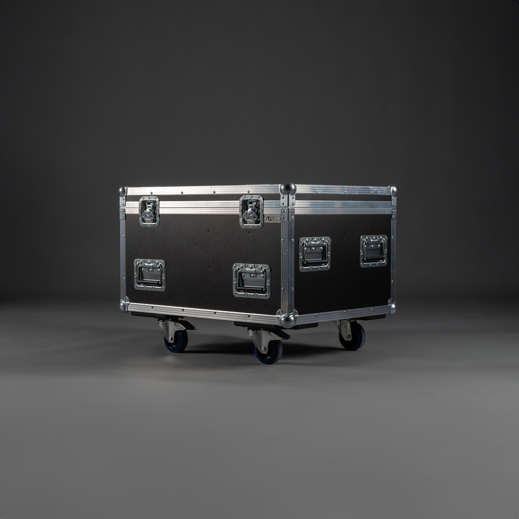 [TPL000116-002] Flightcase for 4x Cameo Zenit W300/B200 [CNC foam] (Black, Accent colour: black, without tour label dish, without stacking dish, without engraving, 2 braked castors)