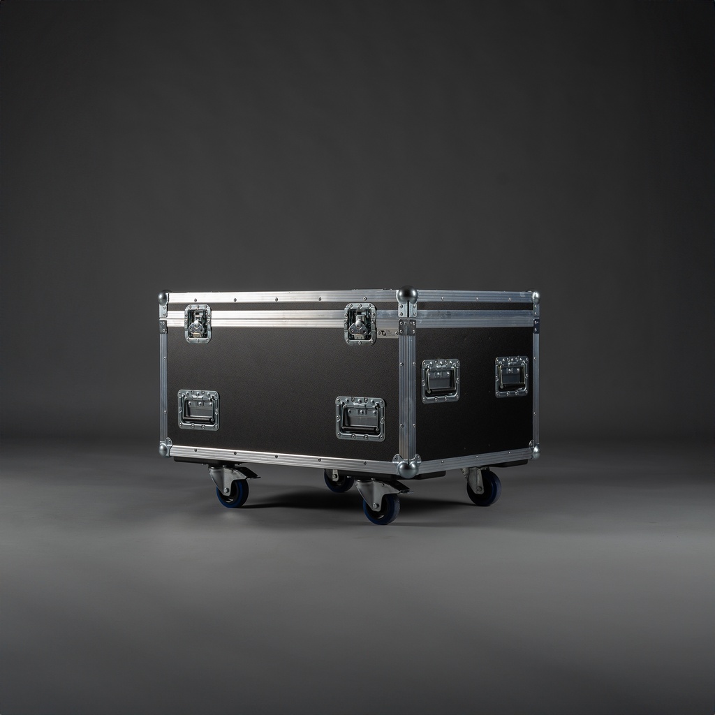 [TPL000132-002] Flightcase for 6x Eurolite IP Audience Blinder [incl. accessory compartment] (Black, Accent colour: black, without tour label dish, without stacking dish, without engraving, 2 braked castors)