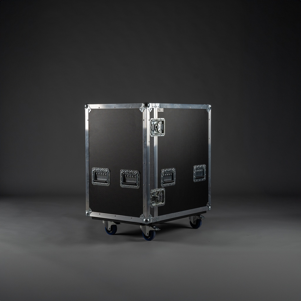 [TPL000126-003] Flight case for 6 x base plate [73 x 73 x 0.8 cm] (Black, Accent colour: black, without tour label dish, 2 braked castors, with 2 handles on long side, with 2 handles on short side, without single handle front + rear, without 4 edge handles)