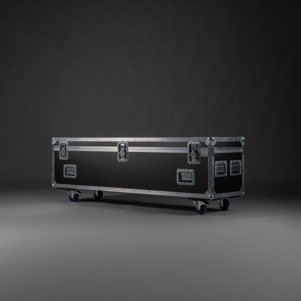 [TPL000180-002] Flight case for Pipe & Drape System Poles [180 cm] (Black, Accent colour: black, without tour label dish, without stacking dish, without engraving, 2 braked castors)