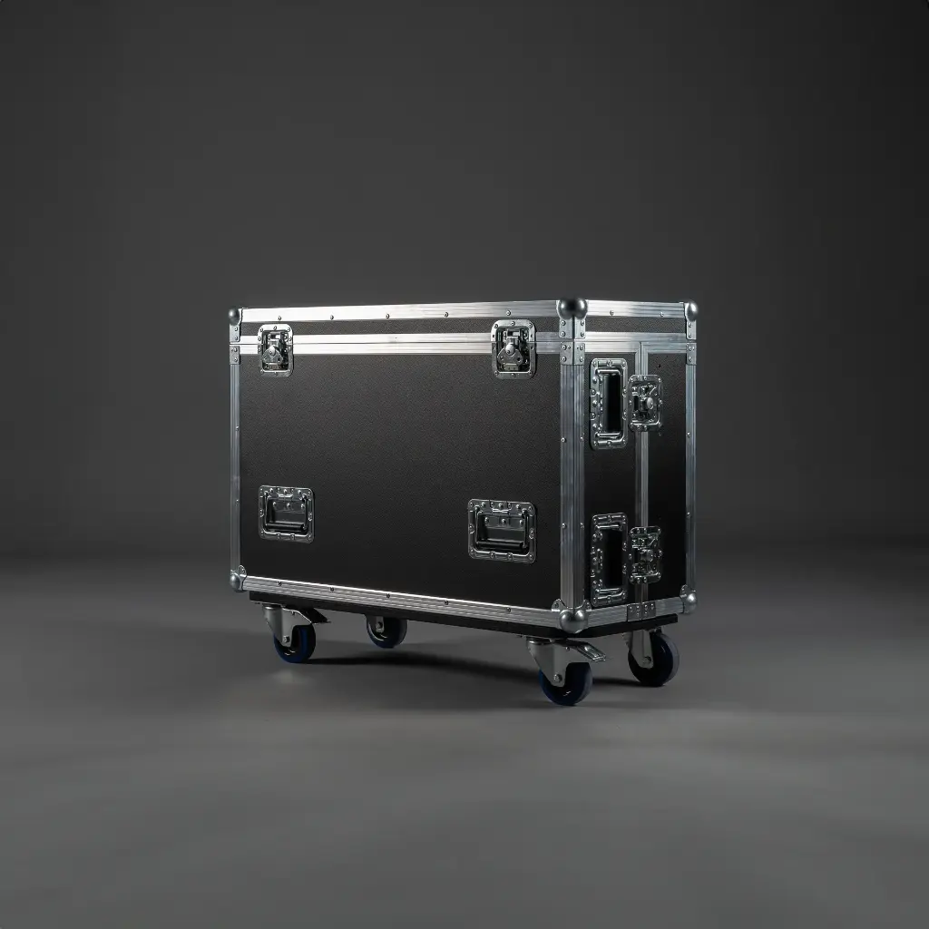 [TPL000205] Flightcase für MA Lighting grandMA 3 compactXT (Schwarz, Akzentfarbe: Schwarz, 2 gebremste Rollen, ohne Tourlabelschale, ohne Gravur, Rackschienen (2 HE))