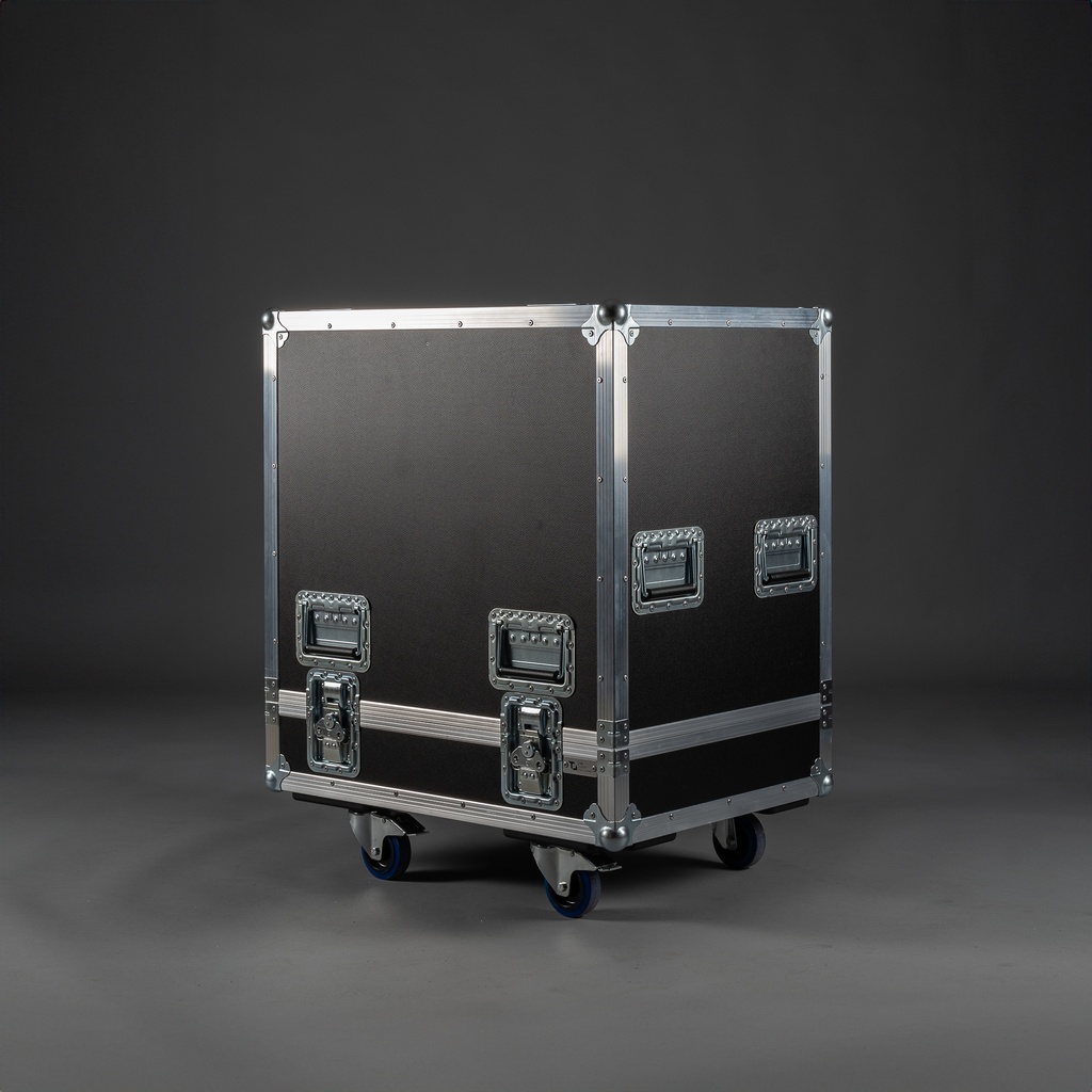 [TPL000099-002] Flight case for 2x d&b V7P/V10P with mounting bracket [incl. accessory compartment] (Black, Accent colour: black, without tour label dish, without stacking dish, 2 braked castors, without viewing window)