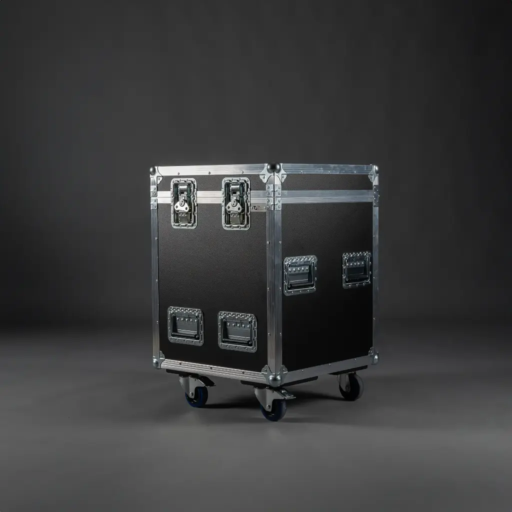 [TPL000063-002] Flightcase for 2x Cameo AZOR SP2 [excl. SIP] (Black, Accent colour: black, without tour label dish, without stacking dish, without engraving, 2 braked castors)