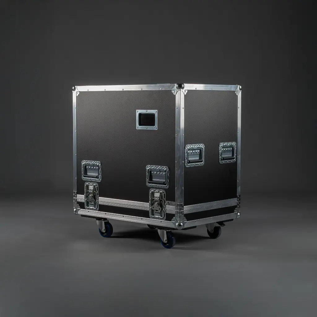 [TPL000076-004] Flight case for 2x L-Acoustics A15 (Focus, Black, Accent colour: black, without tour label dish, without stacking dish, 2 braked castors, without viewing window)