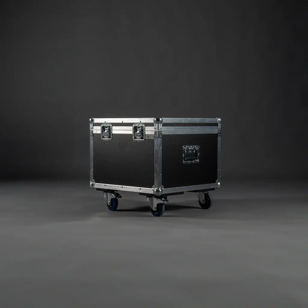 [TPL000155-002] Flightcase für Briteq BT-H2FOG Compact 2 (Schwarz, Akzentfarbe: Schwarz, ohne Tourlabelschale, ohne Stapelmulden, ohne Gravur, 2 gebremste Rollen, mit 2 Griffen auf langer Seite)