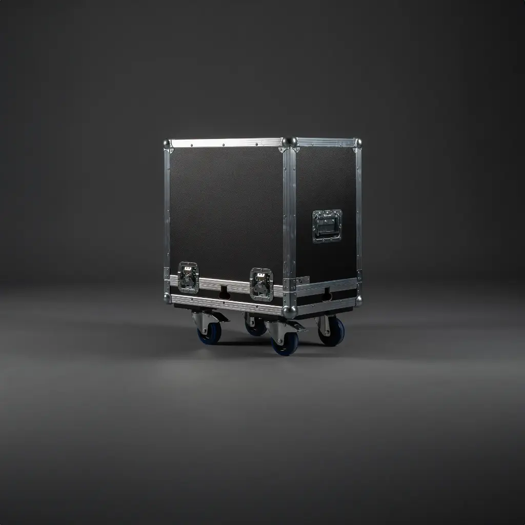 [TPL000034] Flightcase für 1 x Schill HT 485.RM (Schwarz, Akzentfarbe: Schwarz, ohne Tourlabelschale, ohne Stapelmulden, ohne Gravur, 2 gebremste Rollen)