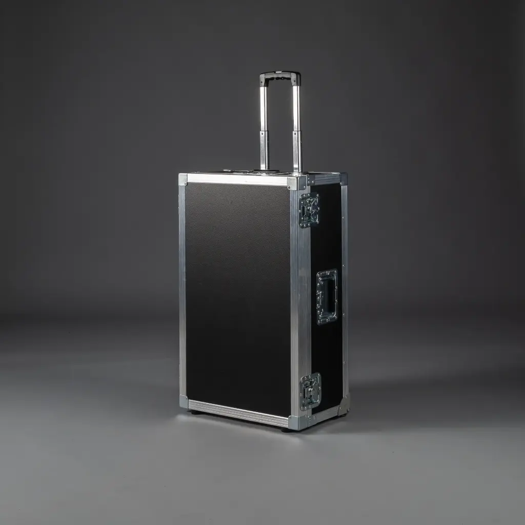 [TPL000441] Flightcase für 1x NEC PV 710 UL inkl. Optik [mit Trolley-Funktion] (Schwarz, Akzentfarbe: Schwarz, ohne Tourlabelschale, ohne Gravur)