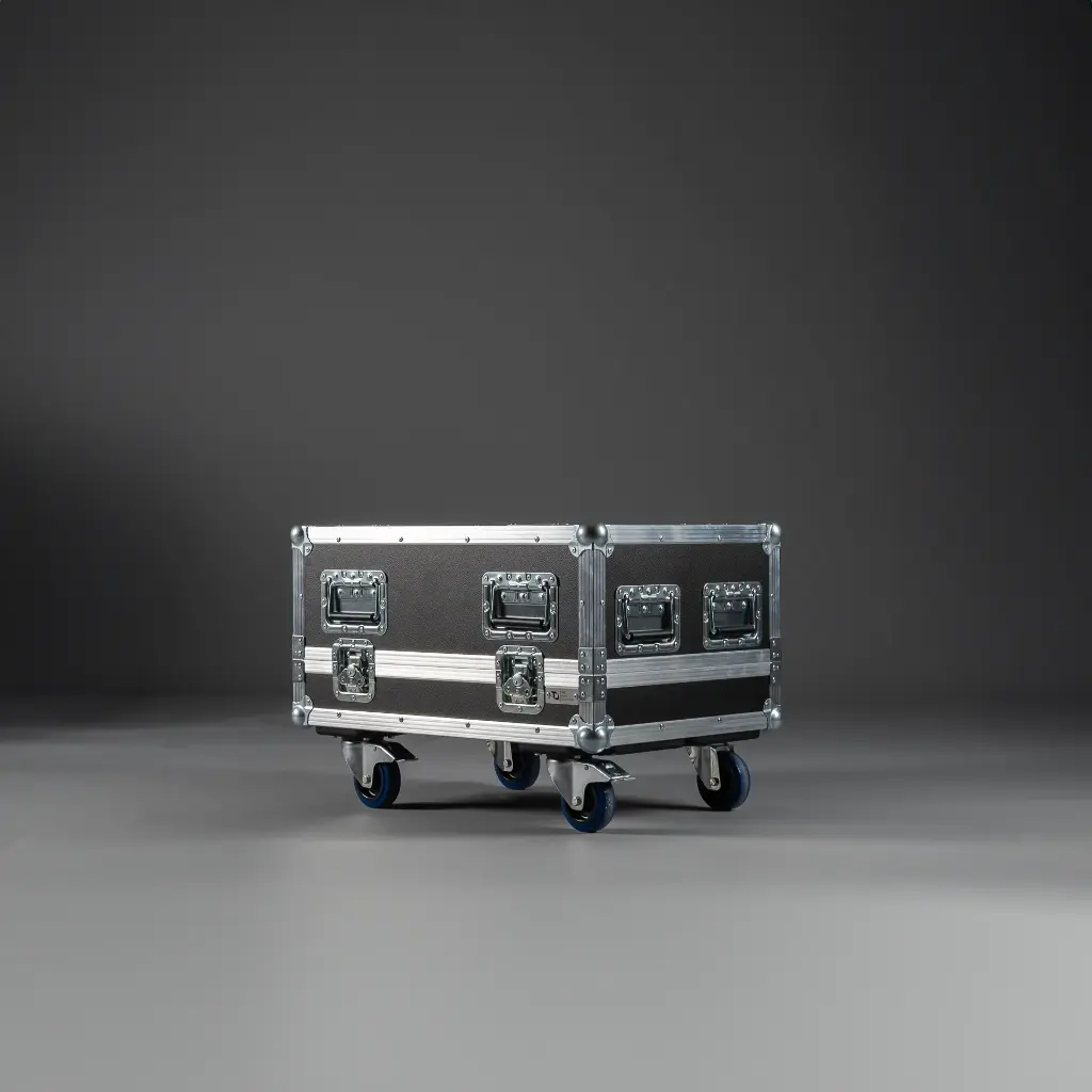 [TPL000089-002] Flight case for 2x SOWA Pro (Black, Accent colour: black, without tour label dish, without stacking dish, without engraving, 2 braked castors, without viewing window, with 2 handles on long side)