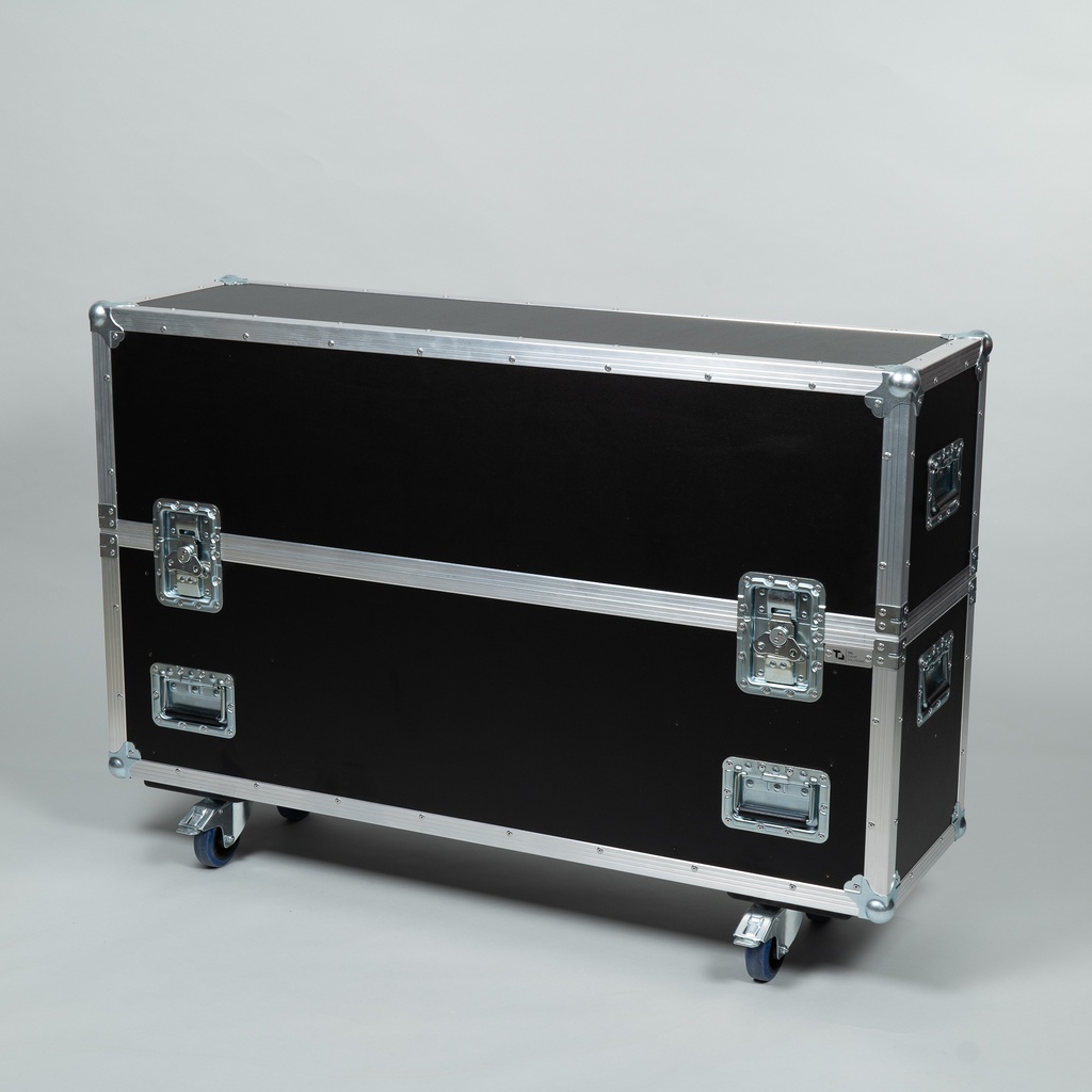 [TPL000026-001] Flightcase für 1 x Display 55" + Ständer (Neues Gerät, Audipack 800, Schwarz, Akzentfarbe: Schwarz, ohne Stapelmulden, ohne Tourlabelschale, 2 gebremste Rollen)