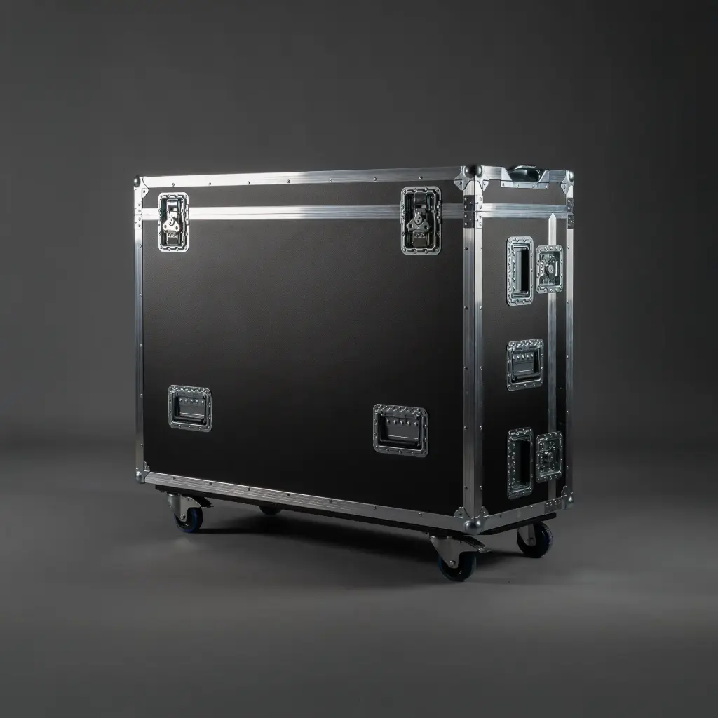 [TPL000478-002] Flight case for Yamaha PM3 incl. Dock-House | three-part (Black, Accent colour: black, without tour label dish, 2 braked castors, without bracket)