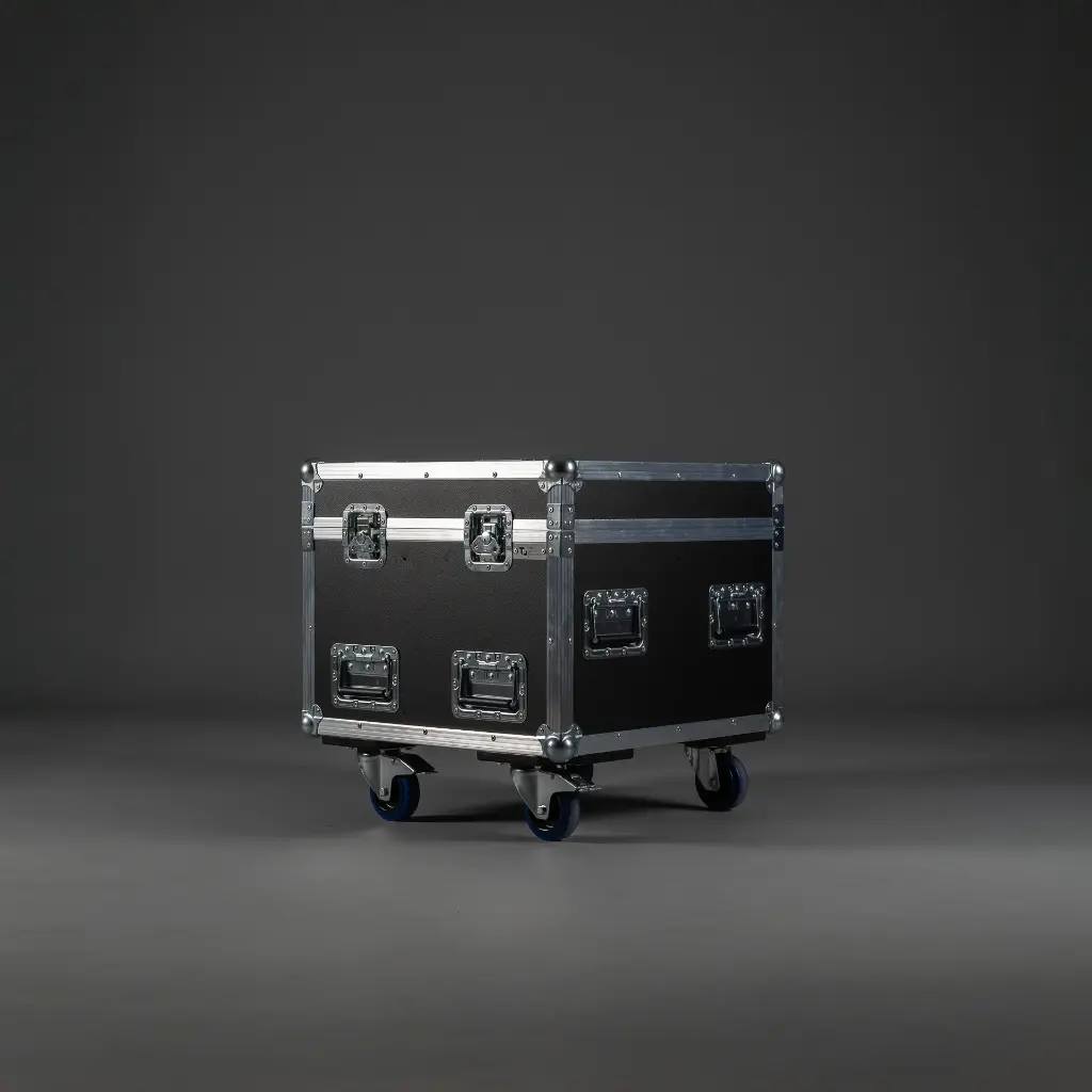 [TPL000111-001] Flightcase for 4x Arri 650 Plus [incl. accessory compartment] (Black, Accent colour: black, without tour label dish, without stacking dish, without engraving, 2 braked castors)