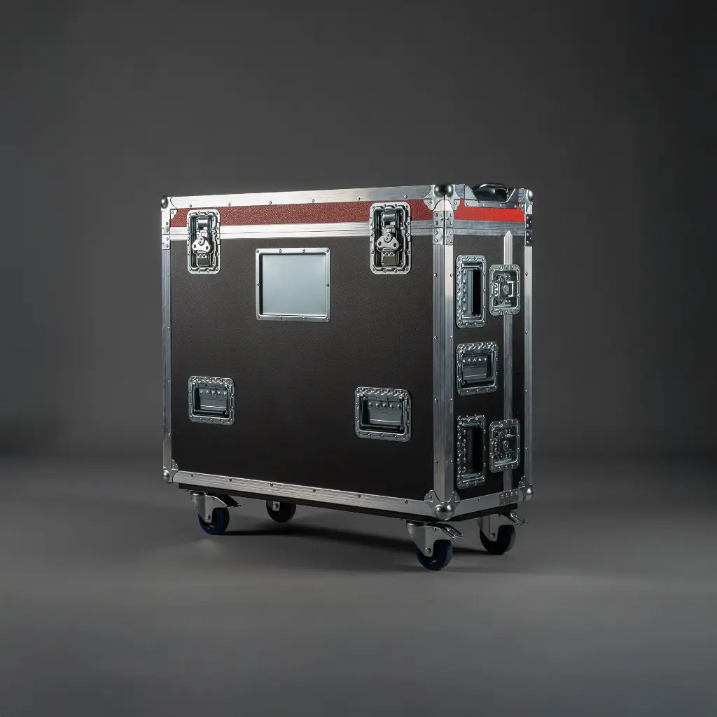 [TPL000144-003] Flightcase für Allen & Heath Avantis (Ultra) inkl. Dock-House | dreiteilig (Schwarz, Akzentfarbe: Schwarz, ohne Tourlabelschale, ohne Gravur, 2 gebremste Rollen)
