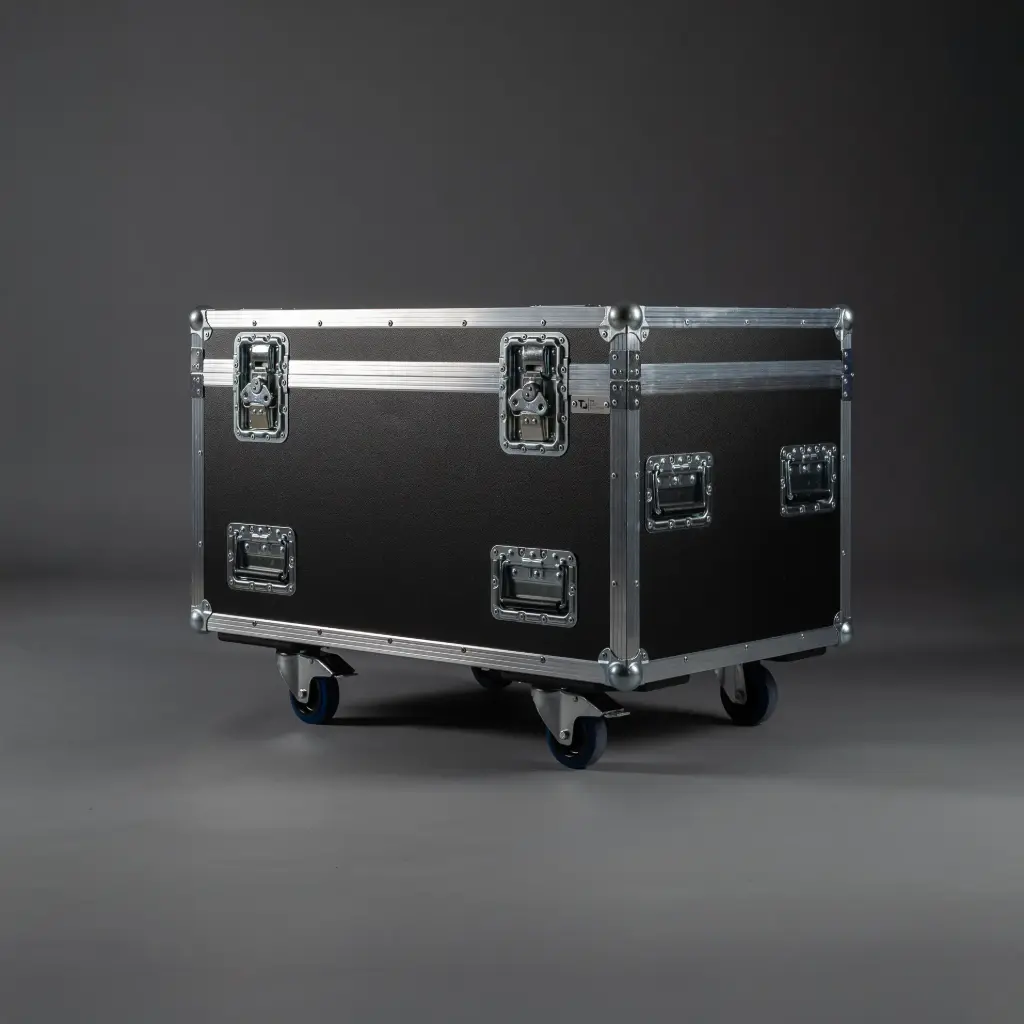 [TPL000505-002] Flightcase for 4x Cameo Auro Spot Z300 [excl. SIP] (Black, Accent colour: black, without tour label dish, without stacking dish, without engraving, 2 braked castors)