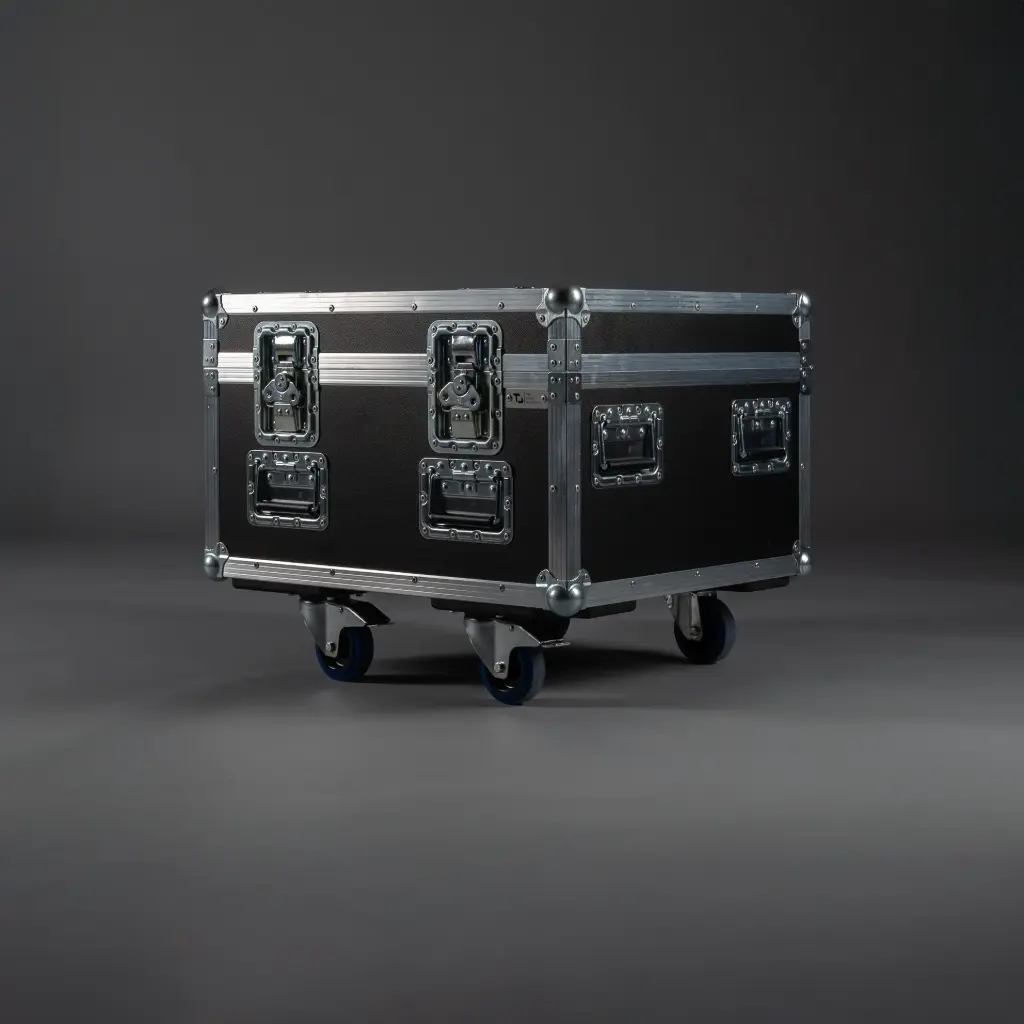 [TPL000504-003] Flightcase for 4 x Cameo EVOS W3 [excl. SIP] (Black, Accent colour: black, without tour label dish, without stacking dish, without engraving, 2 braked castors)