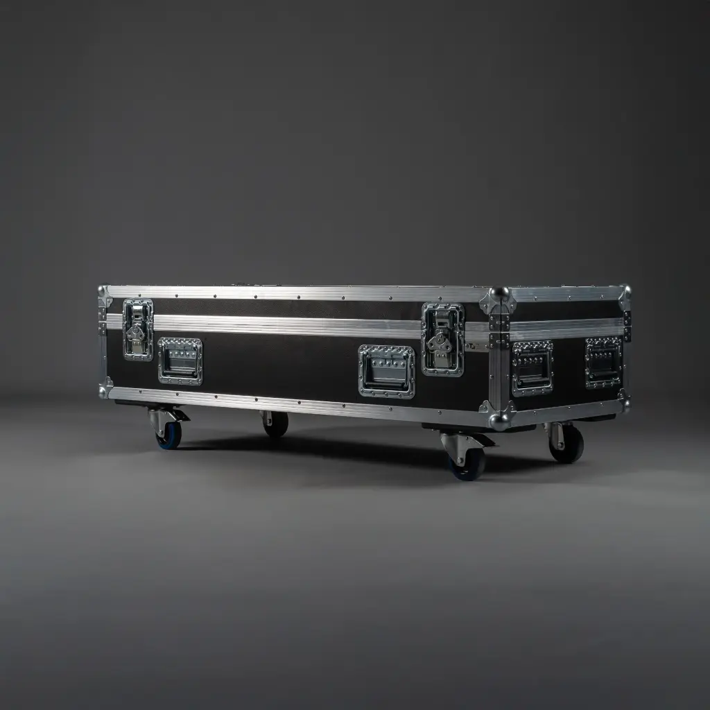 [TPL000538-001] Flightcase für 2x L-Acoustics Syva High (Schwarz, Akzentfarbe: Schwarz, ohne Stapelmulden, ohne Tourlabelschale, 2 gebremste Rollen, ohne Gravur)