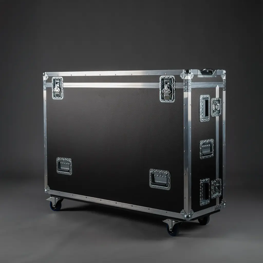 [TPL000563-001] Flightcase für Allen & Heath dLive S7000 inkl. Dock-House | dreiteilig (Schwarz, Akzentfarbe: Schwarz, ohne Tourlabelschale, 2 gebremste Rollen, ohne Gravur)