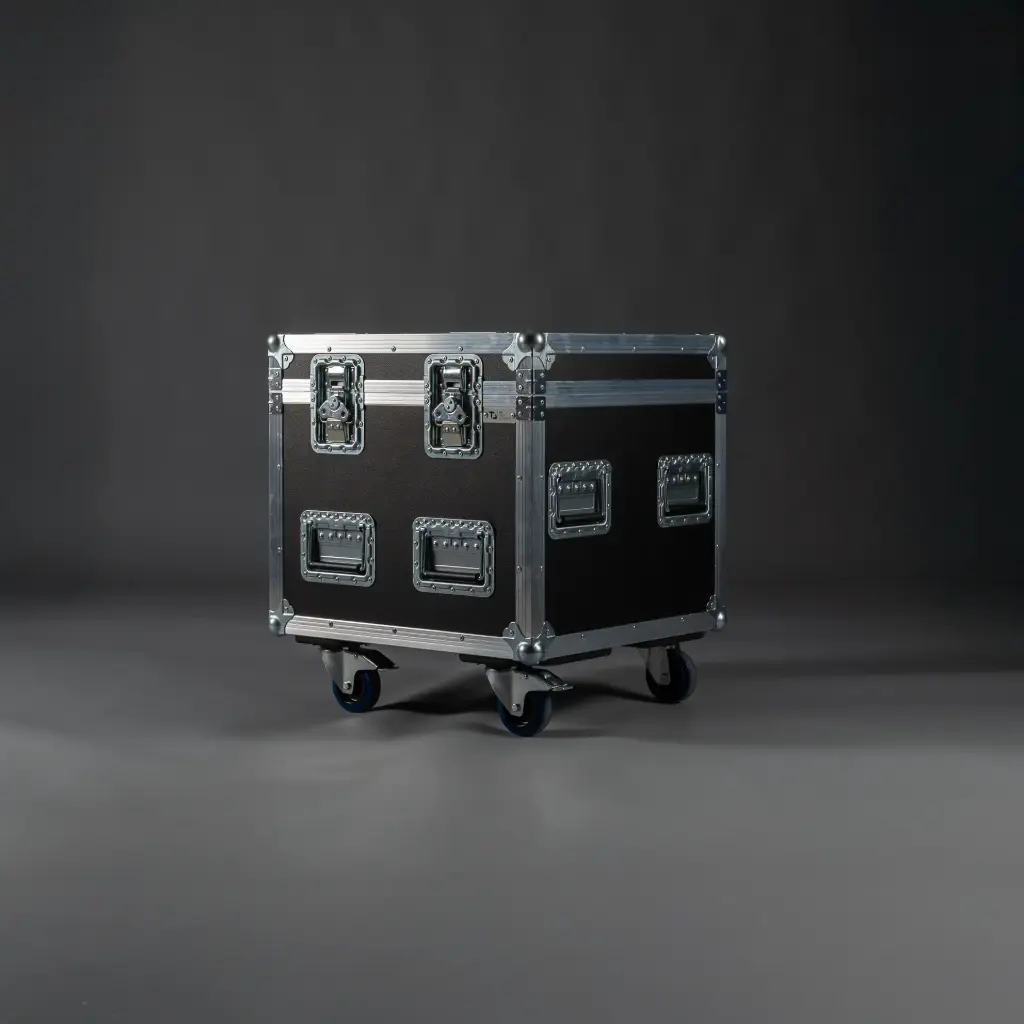 [TPL000625-002] Flight case for 2x L-Acoustics X12 [chest] (Black, Accent colour: black, without tour label dish, without stacking dish, 2 braked castors, without engraving)