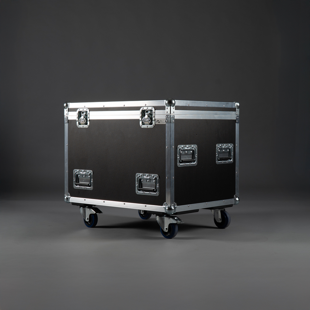 [TPL000666-001] Flight case for 2x Panzerkabel video power vehicle set (Black, Accent colour: black, without stacking dish, without tour label dish, 2 braked castors, without engraving)