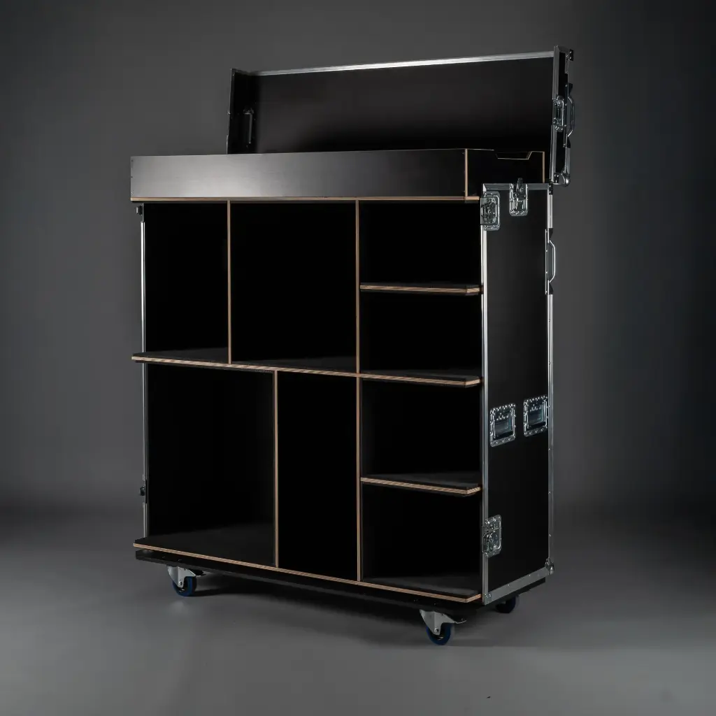 [TPL000489-002] Flight case for drums [7-piece - incl. accessories - 150 cm] (Black, Accent colour: black, without tour label dish, without engraving)