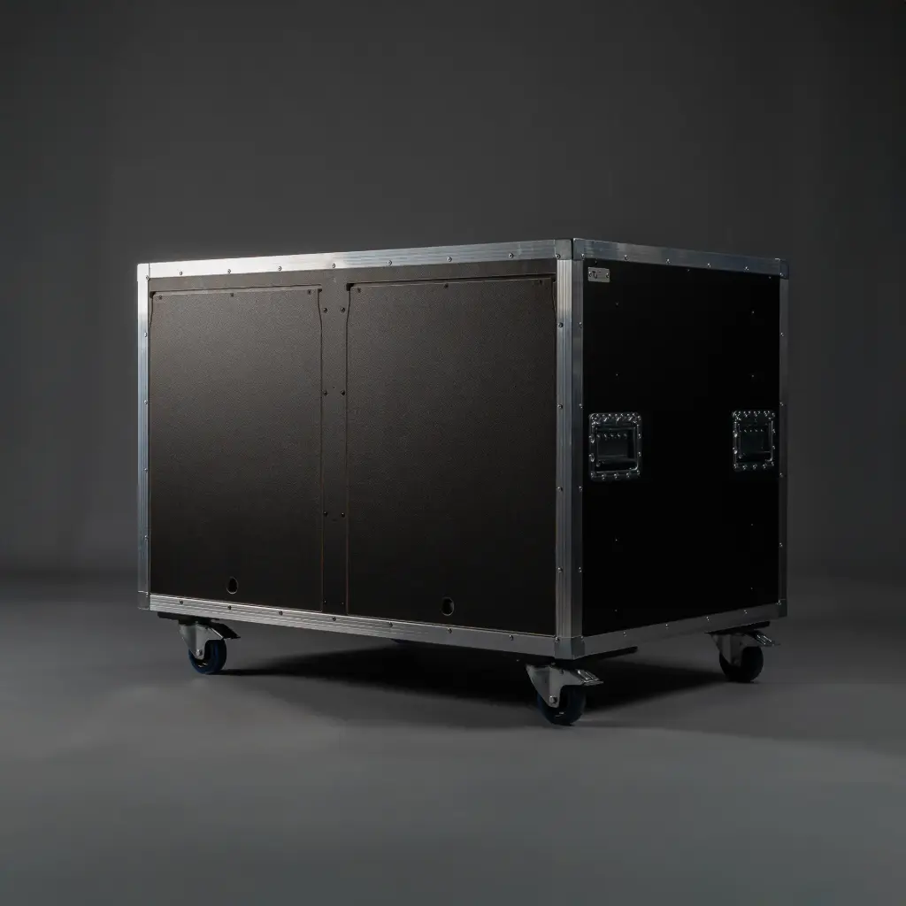 [TPL000458-003] System-Rack PRO DOUBLE (6 HE, T: 60 cm, Schwarz, Deckel in Schwarz, ohne Gravur, 2 gebremste Rollen, mit System-Stapelmulden, ohne Tourlabelschale)