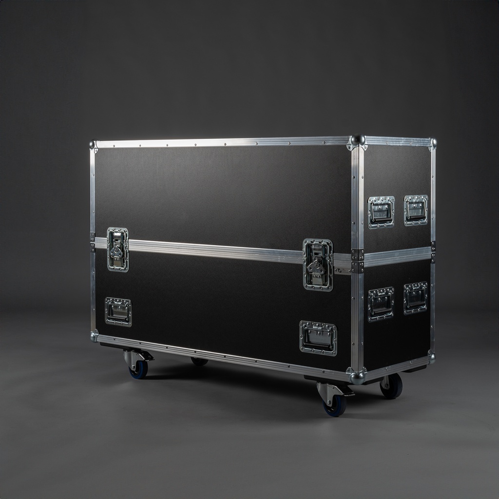 [TPL000061-004] Flight case for 2x 55" display [incl. accessory compartment] (Samsung QM 55 C, Black, Accent colour: black, without engraving, 2 braked castors)